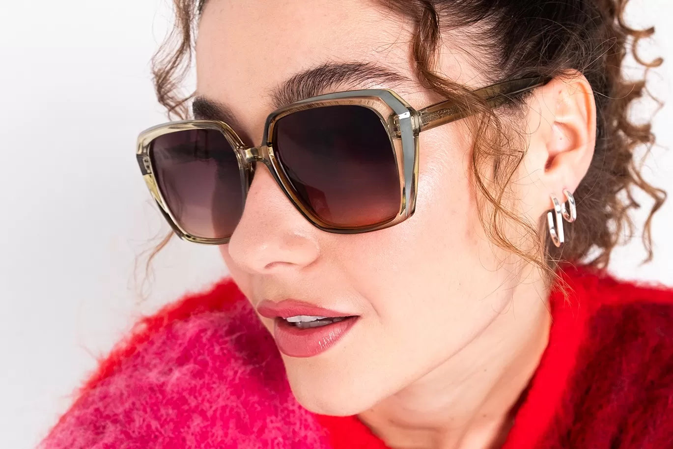 IKALY SP4273 – Lunettes de soleil femme acétate cristal kaki & verres brun