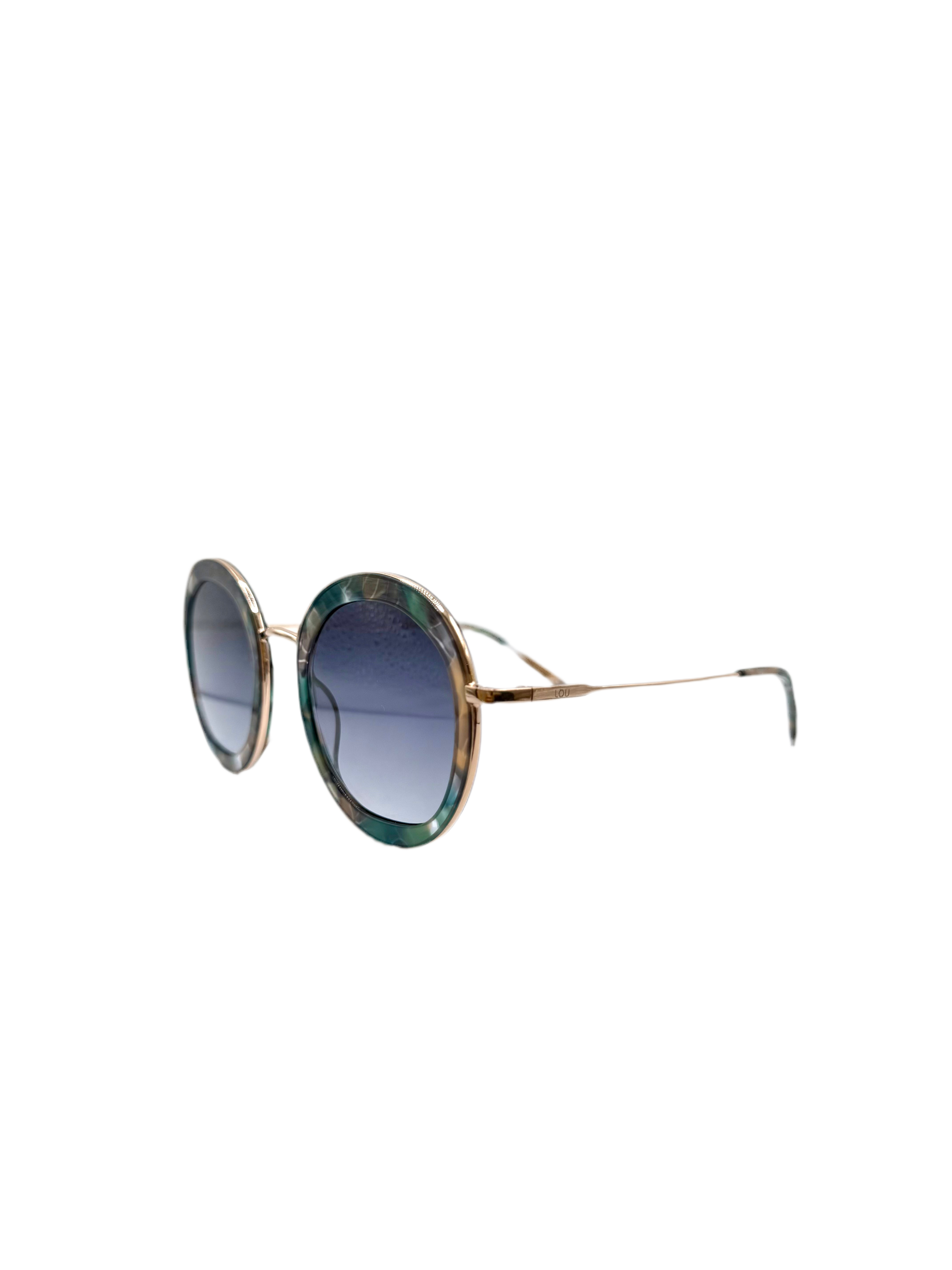 LOU LS33 – Lunettes de soleil femme écaille bleu + verres gris