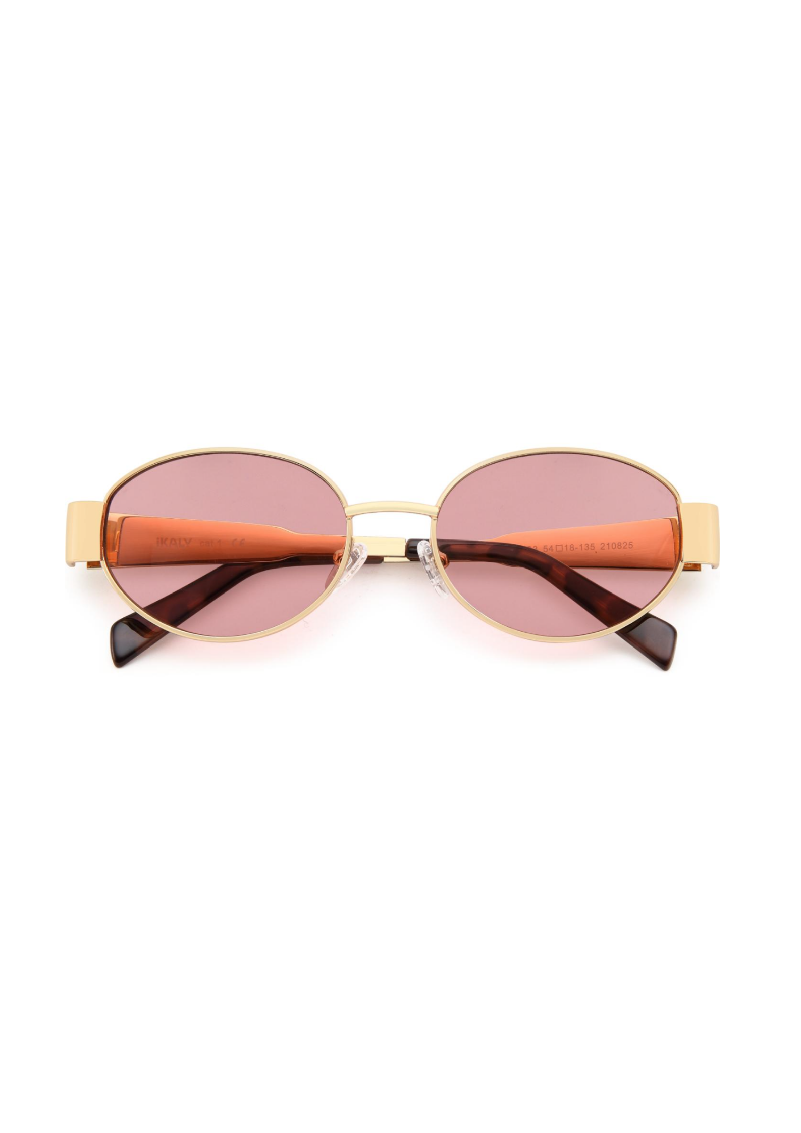 IKALY S393 – Lunettes de soleil femme métal doré verres rose