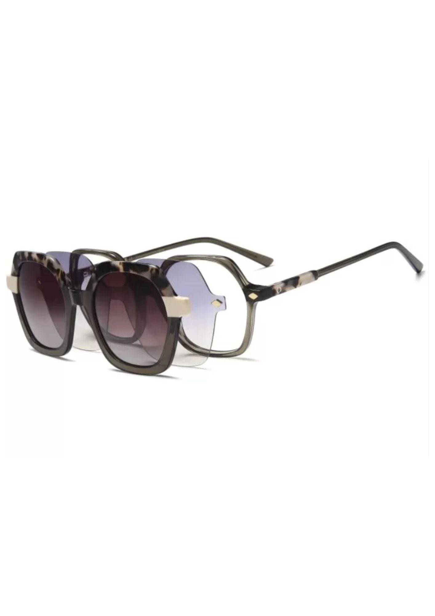 OSMOSE OCP623 | Lunettes de vue femme kaki et écaille à clip