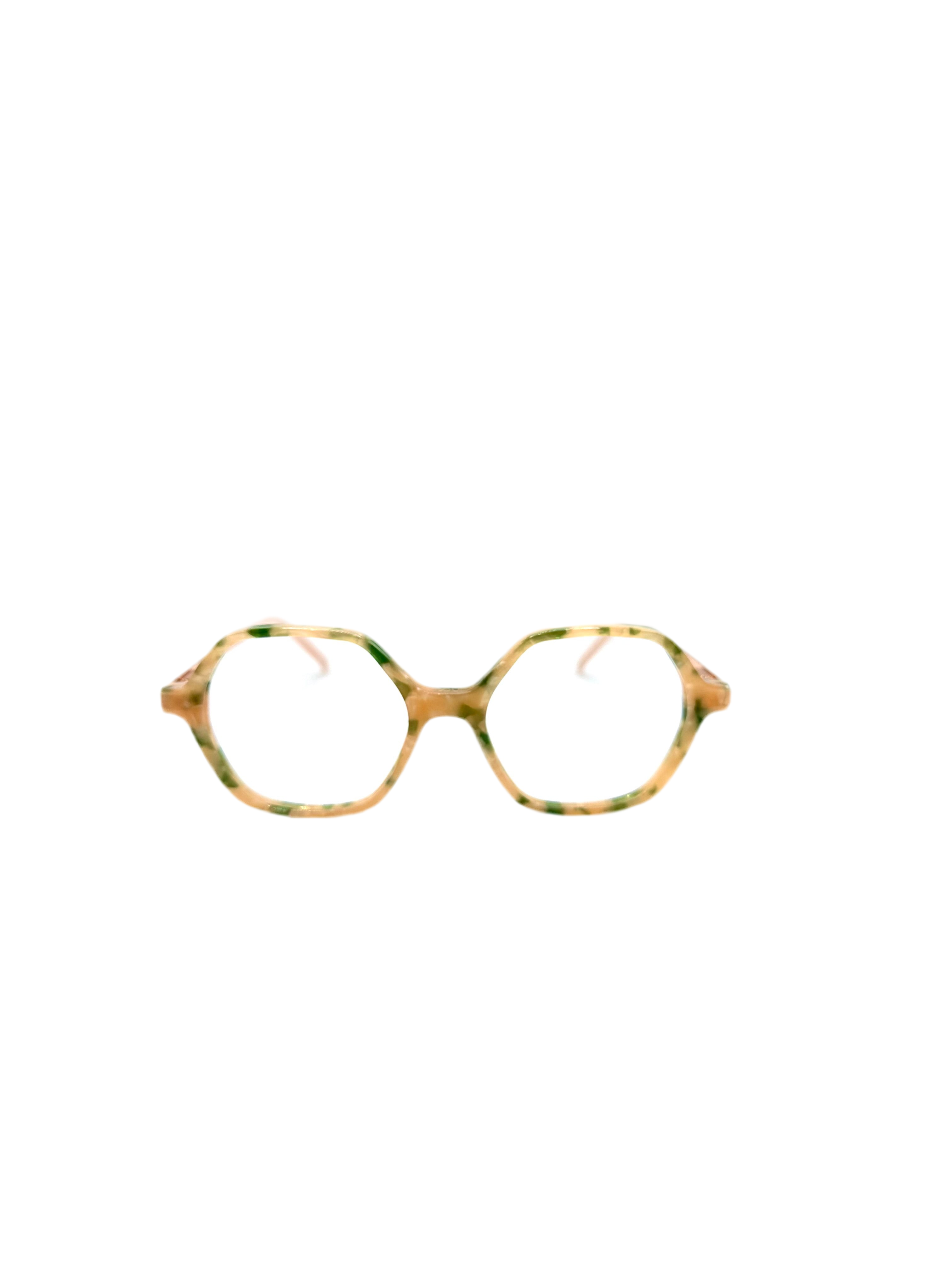Lou – E3 | Lunettes de vue enfant écaille rose et vert + clip