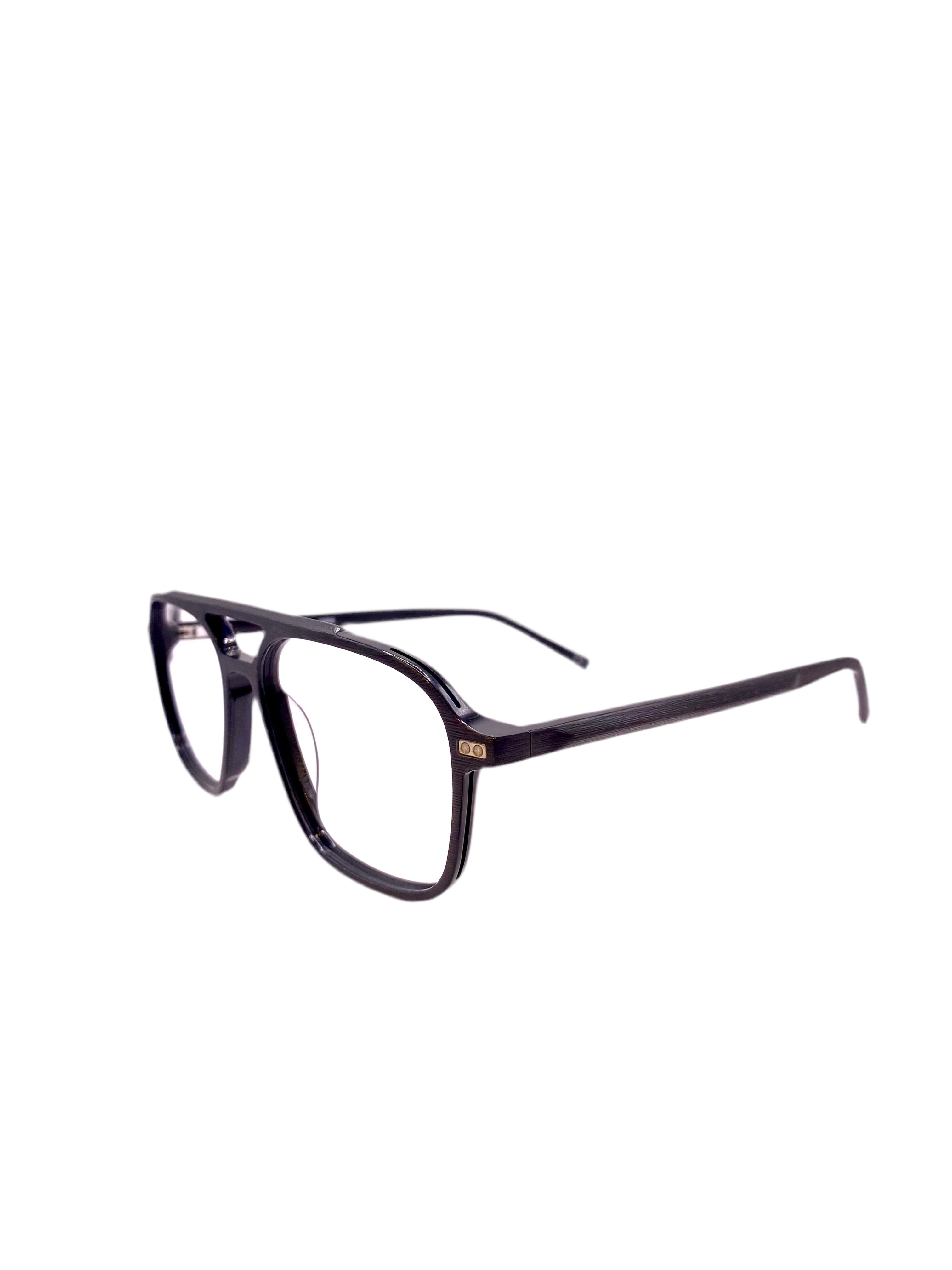 Lou – H4 | Lunettes de vue homme acétate double pont noir + clip