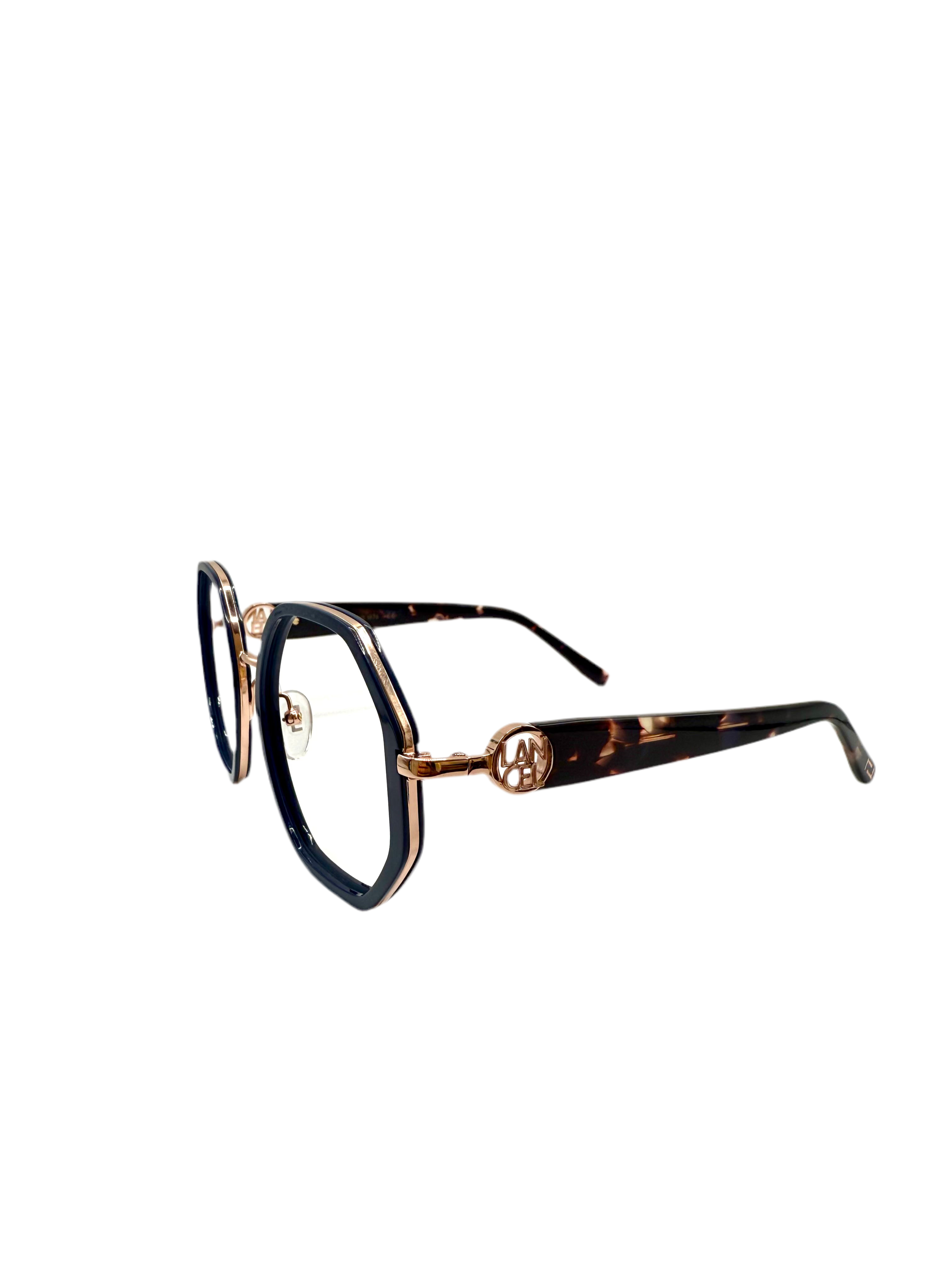 LANCEL – LA90058 | Lunettes de vue femme combiné écaille, rose gold et bleu marine en acétate
