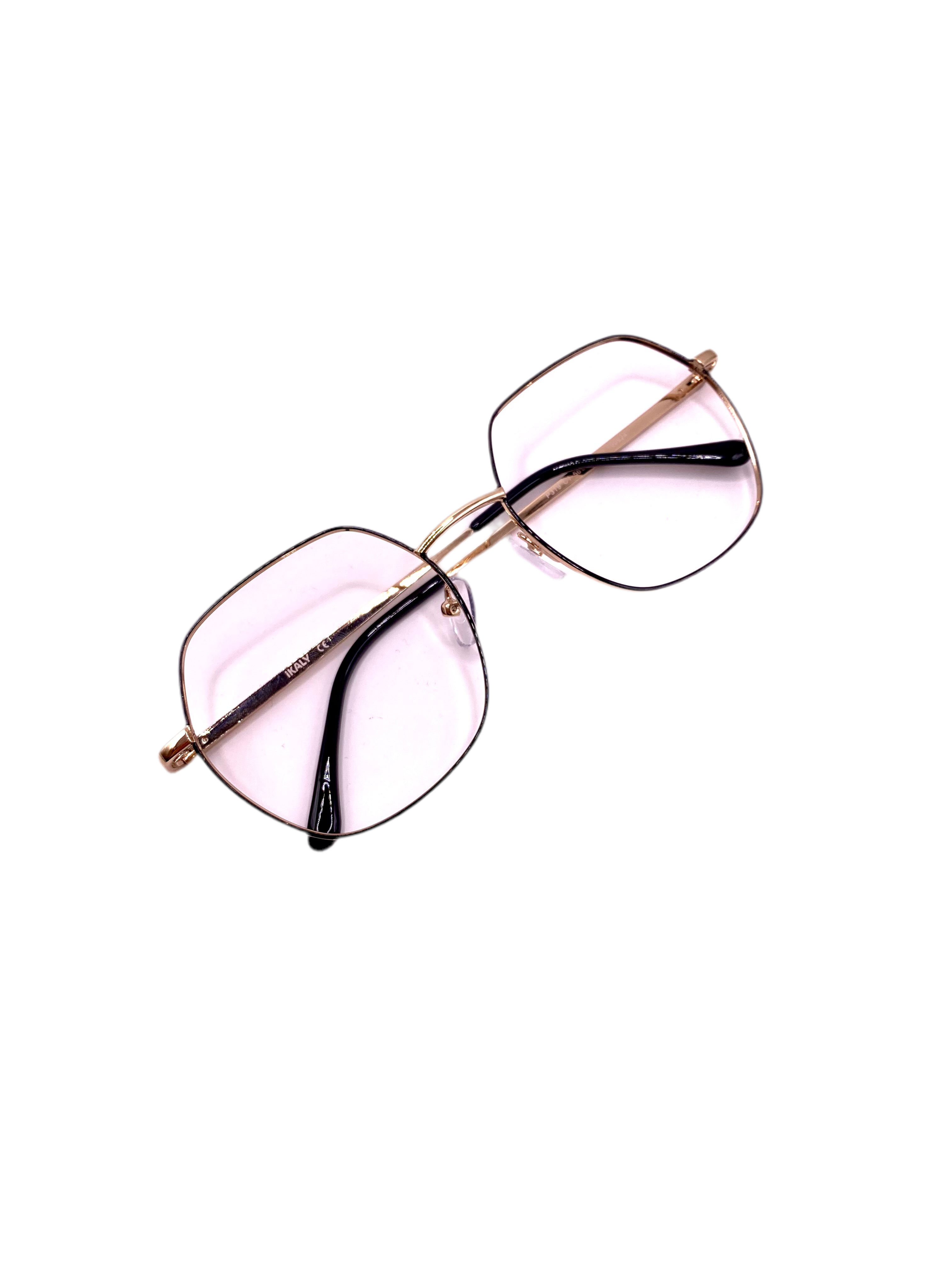 IKALY – P319 | Lunettes de vue femme noir et doré en métal