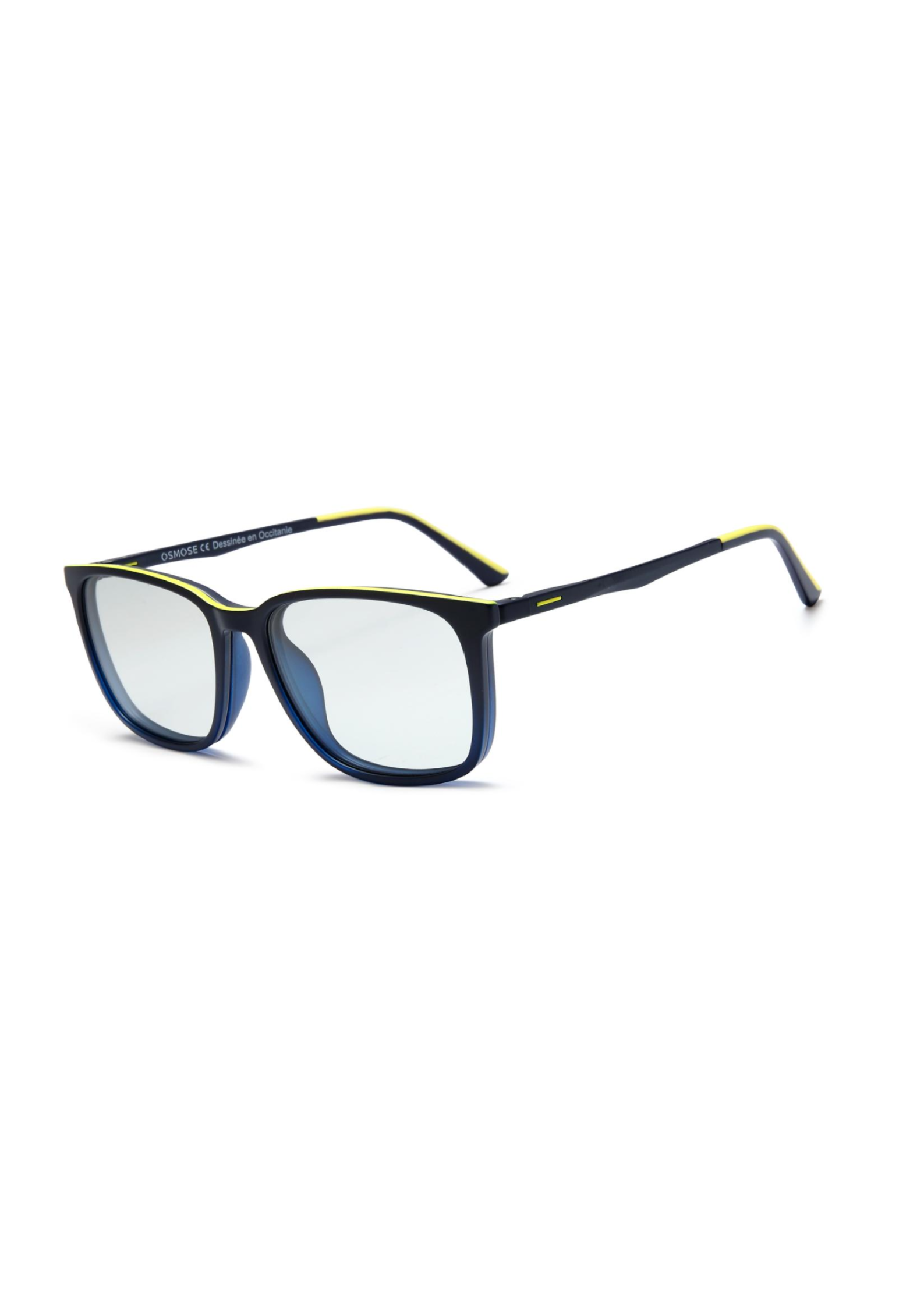OSMOSE - OCP641 | Lunettes de vue homme ultem bleu mat et jaune à clip photochromique
