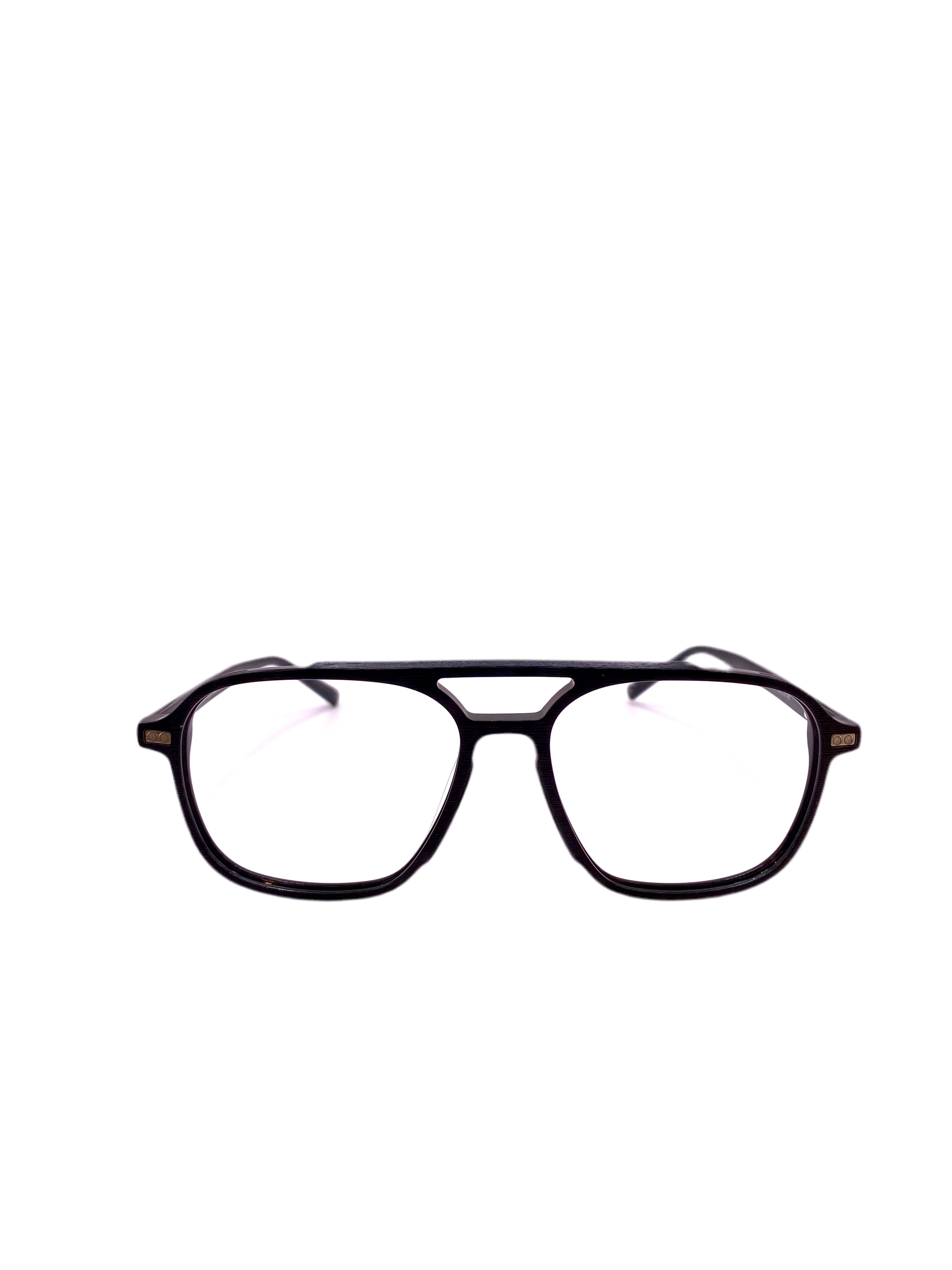 Lou – H4 | Lunettes de vue homme acétate double pont noir + clip