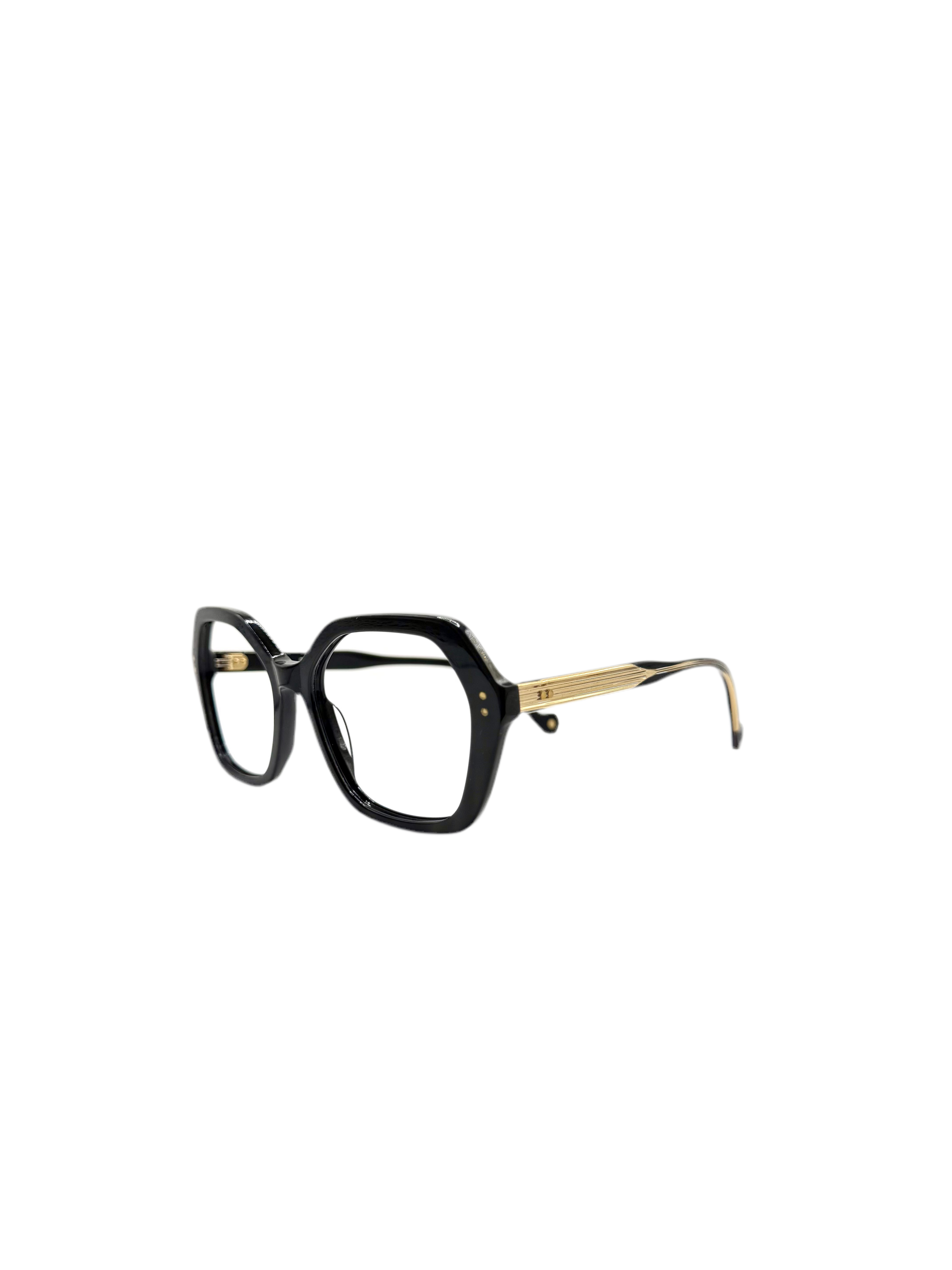 Bali – Joy | Lunettes de vue femme acétate noir et branche dorée
