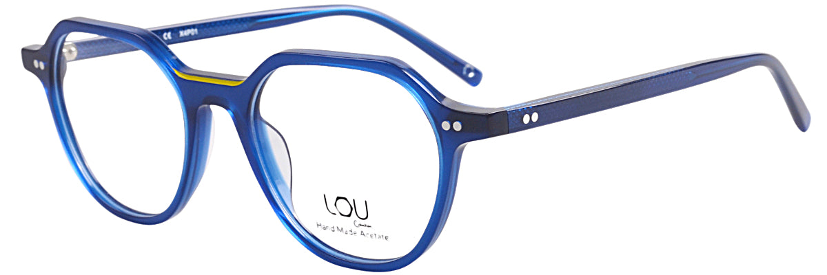 Lou – AM61 | Lunettes de vue homme acétate bleu liseré jaune