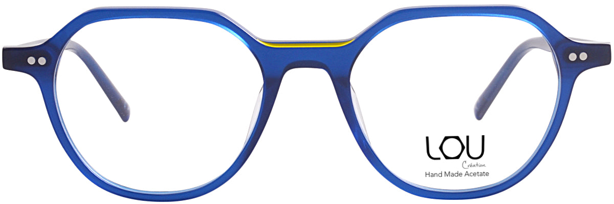 Lou – AM61 | Lunettes de vue homme acétate bleu liseré jaune