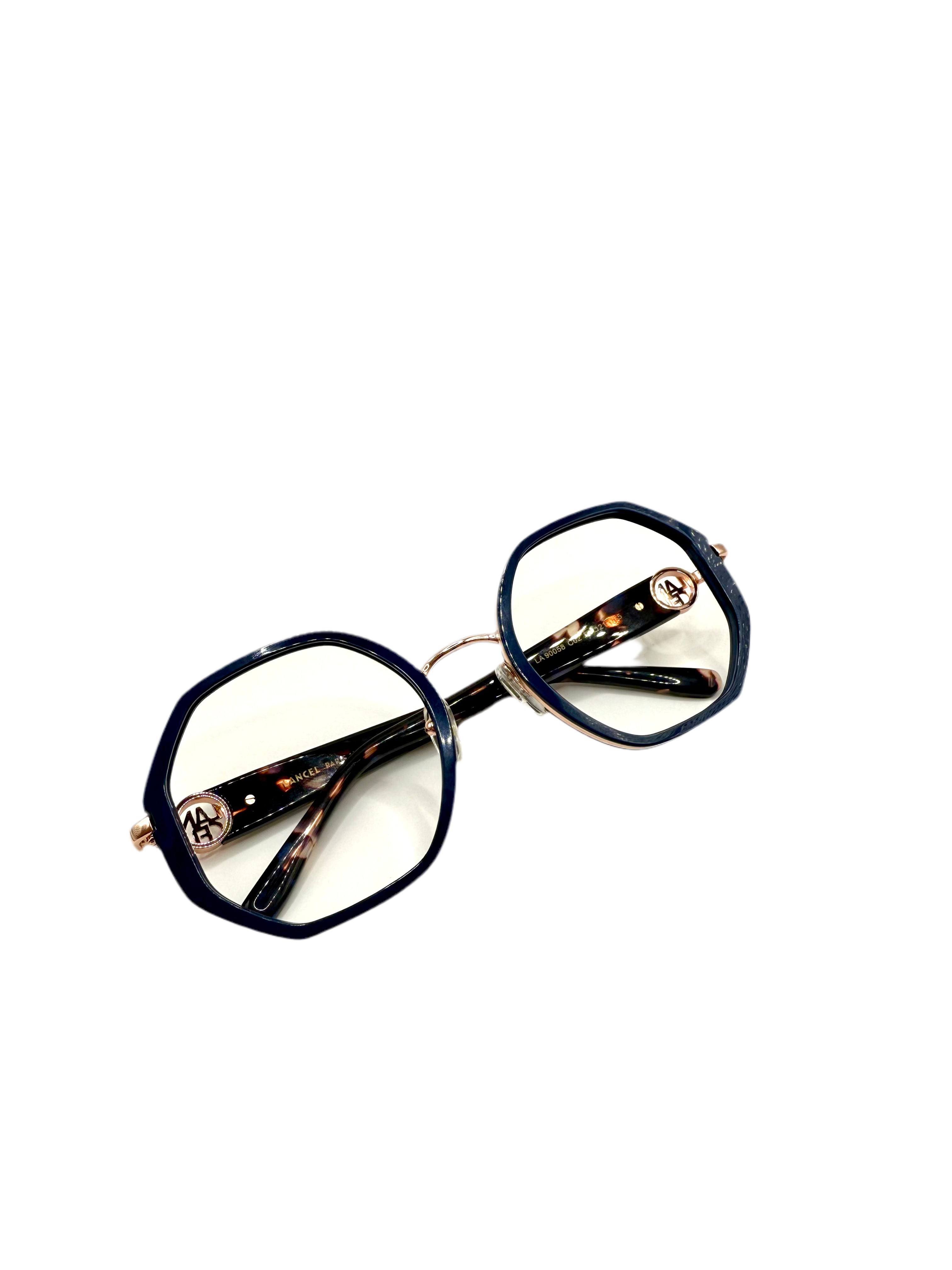 LANCEL – LA90058 | Lunettes de vue femme combiné écaille, rose gold et bleu marine en acétate