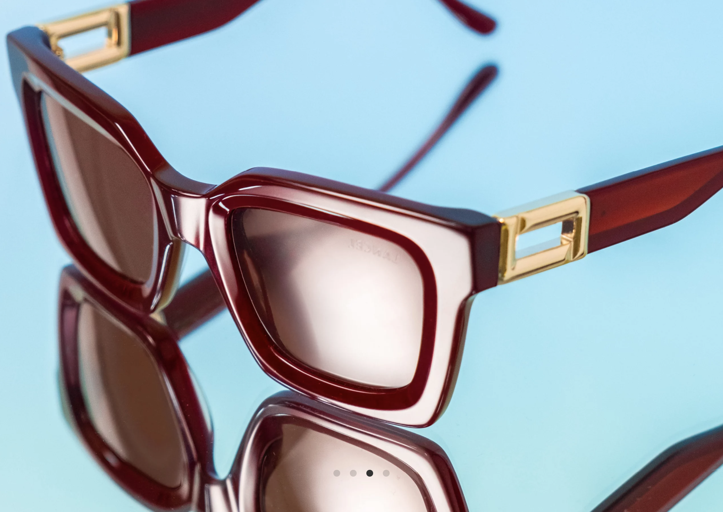 LANCEL LA91047 – Lunettes de soleil femme rouge & or + verres bordeaux