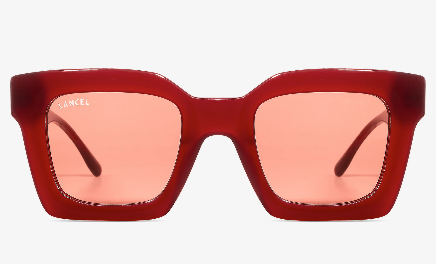 LANCEL LA91047 – Lunettes de soleil femme rouge & or + verres bordeaux