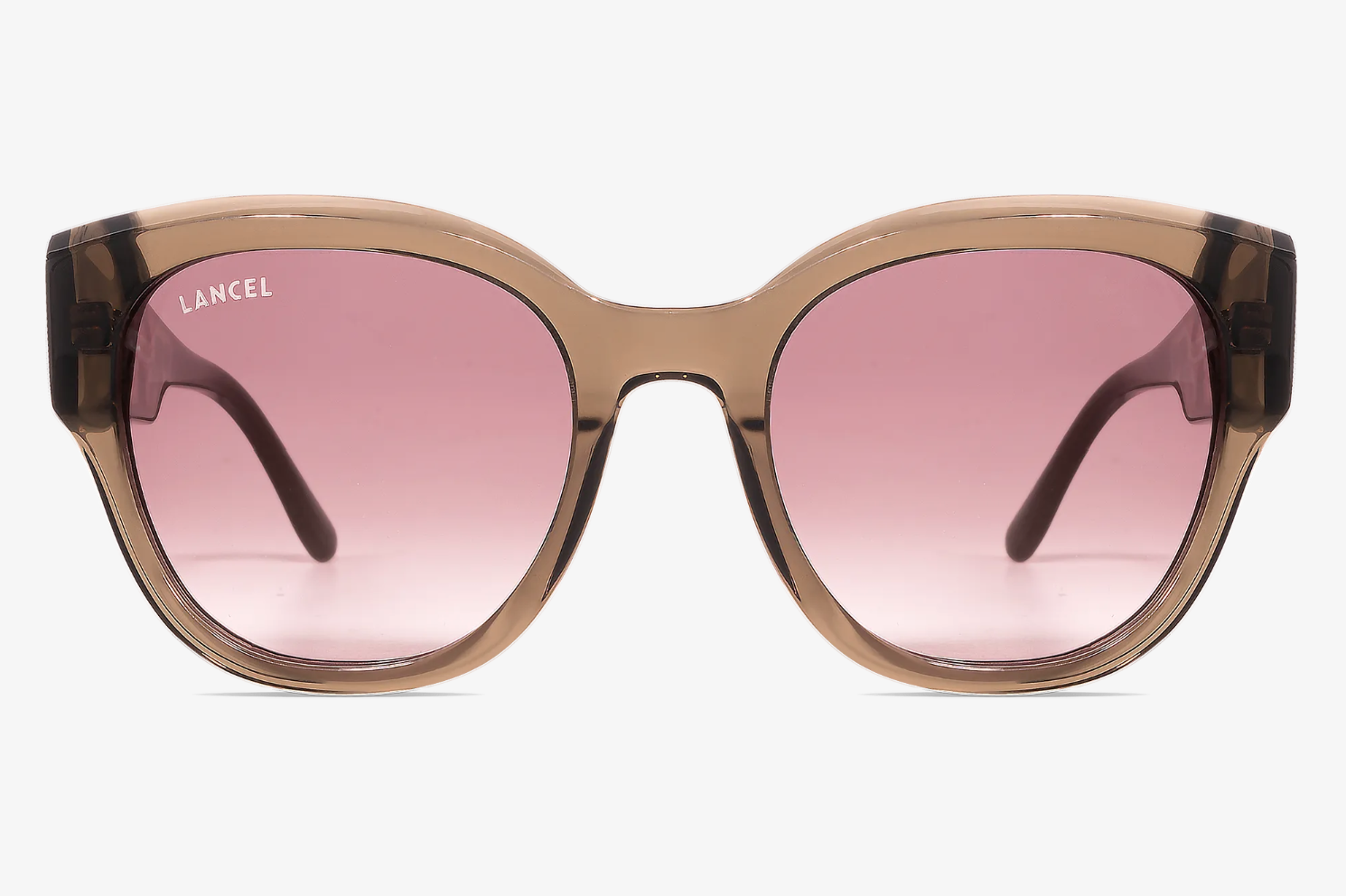 LANCEL LA91042 – Lunettes de soleil femme kaki & écaille blanc + verres brun rose