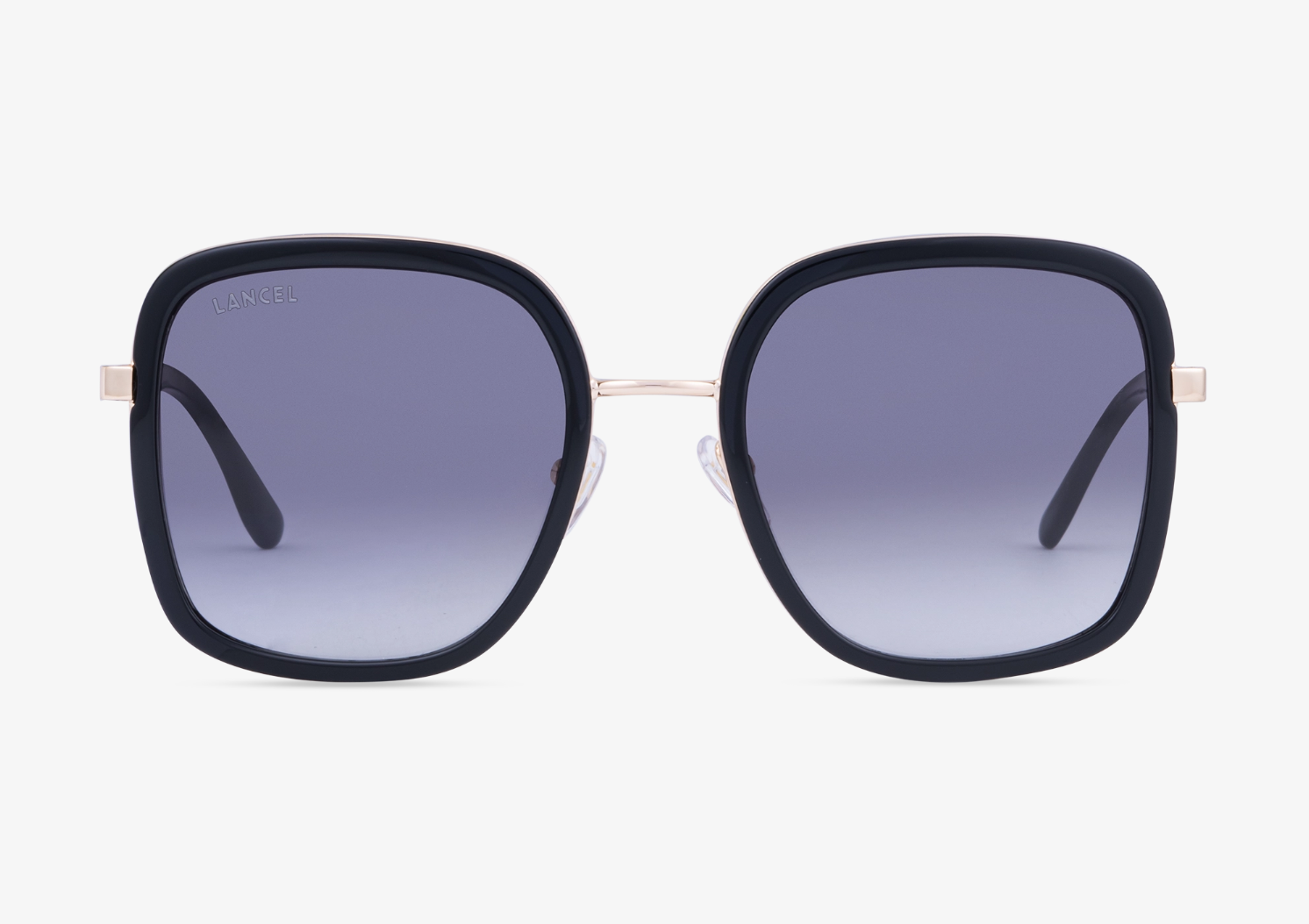 LANCEL LA91036 – Lunettes de soleil femme or & noir + verres bleu dégradé