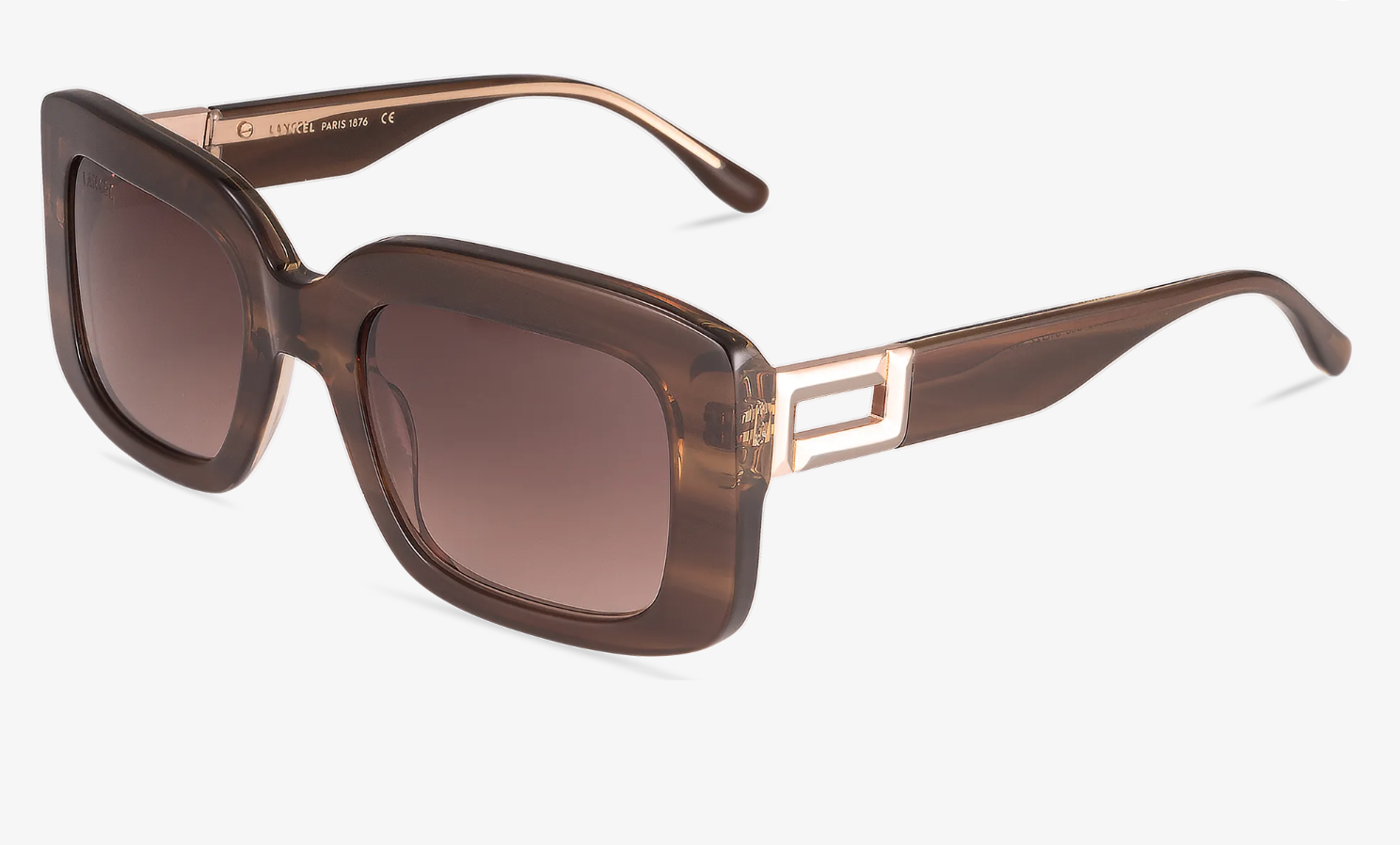 LANCEL LA91048 – Lunettes de soleil femme kaki & or + verres brun dégradé