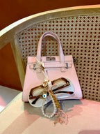 JULIENNE – Étui à lunettes breloque de sac blanc | Accessoire fait main