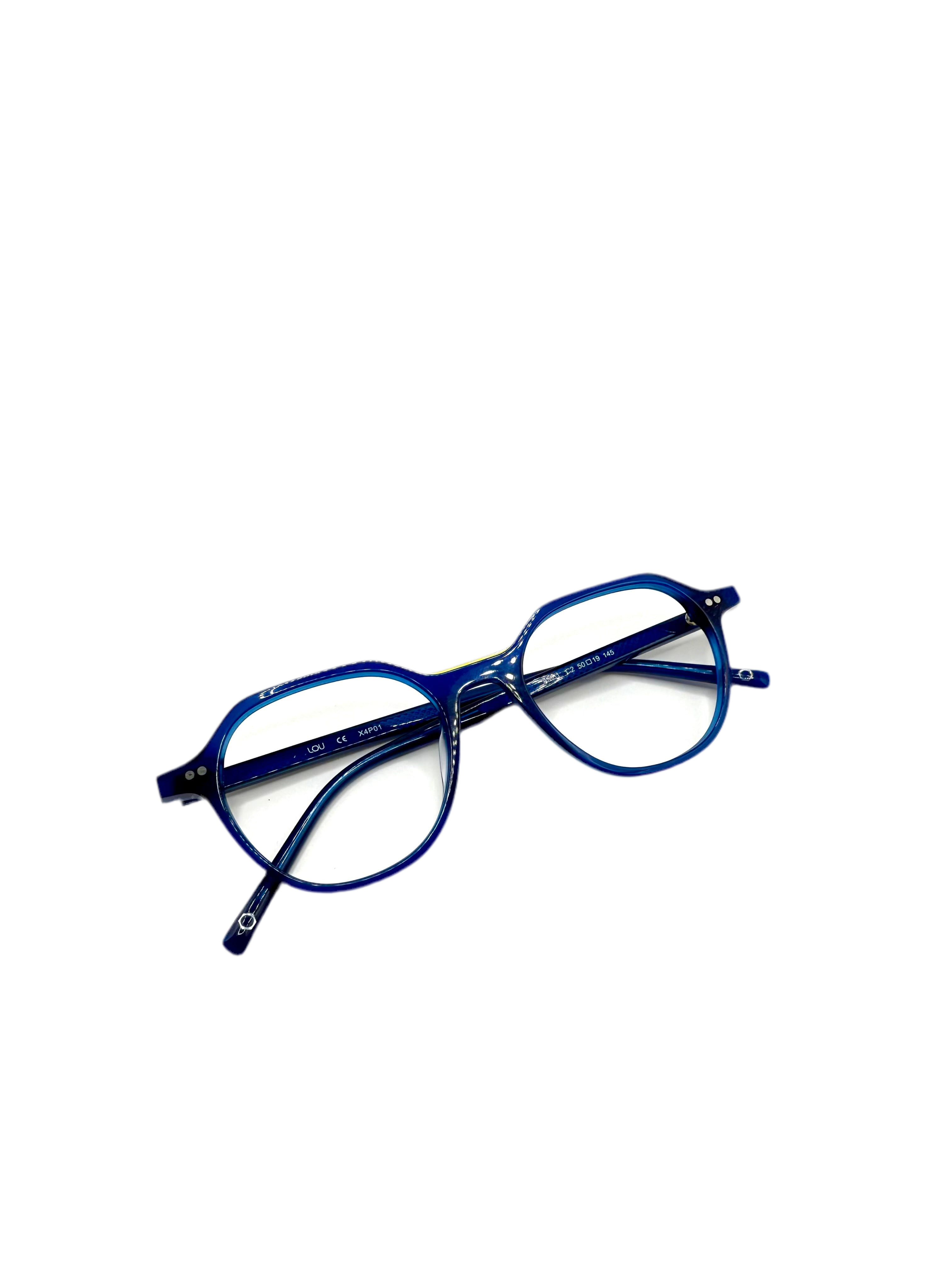 Lou – AM61 | Lunettes de vue homme acétate bleu liseré jaune