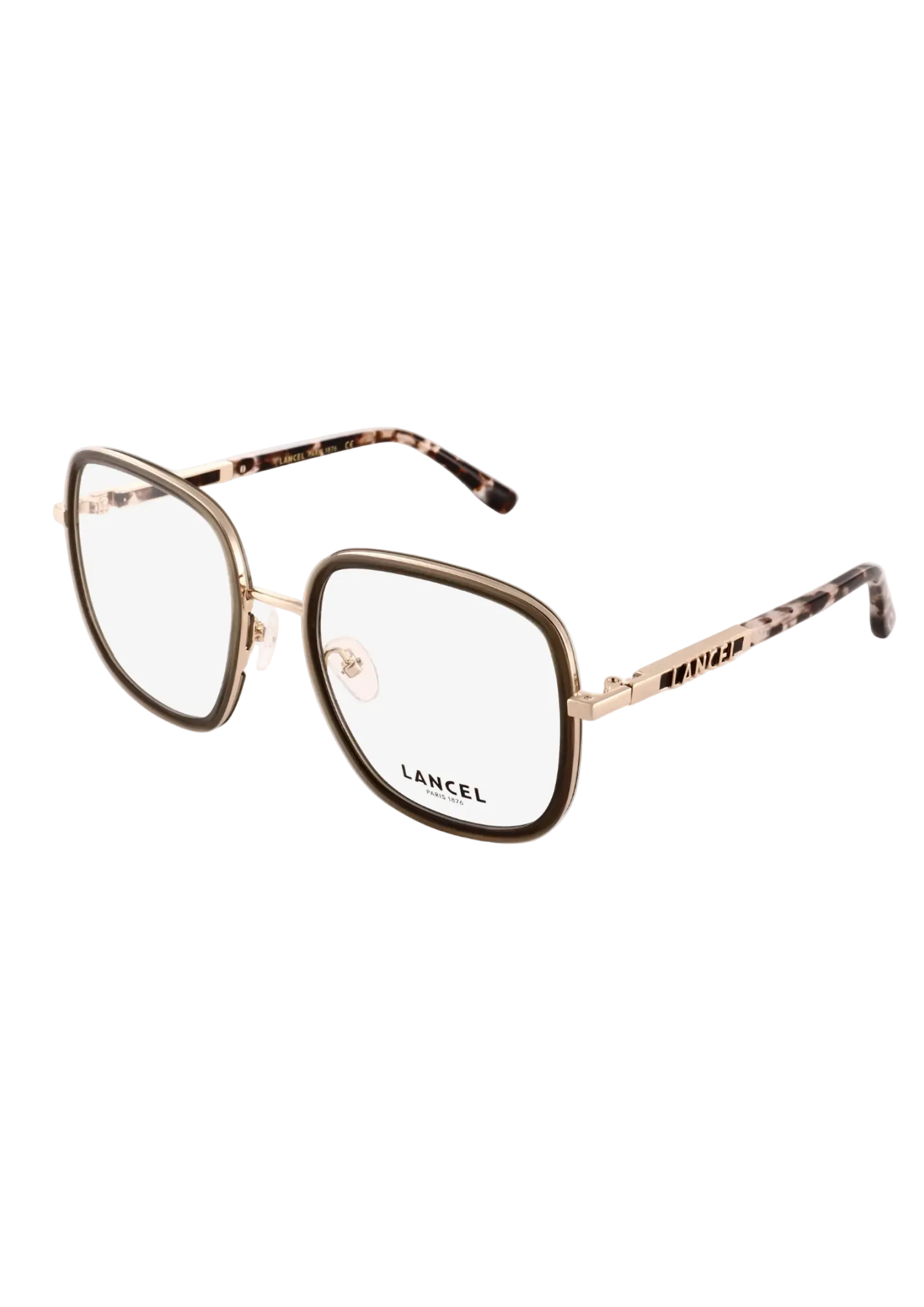 LANCEL – LA90070 | Lunettes de vue femme combiné kaki et doré
