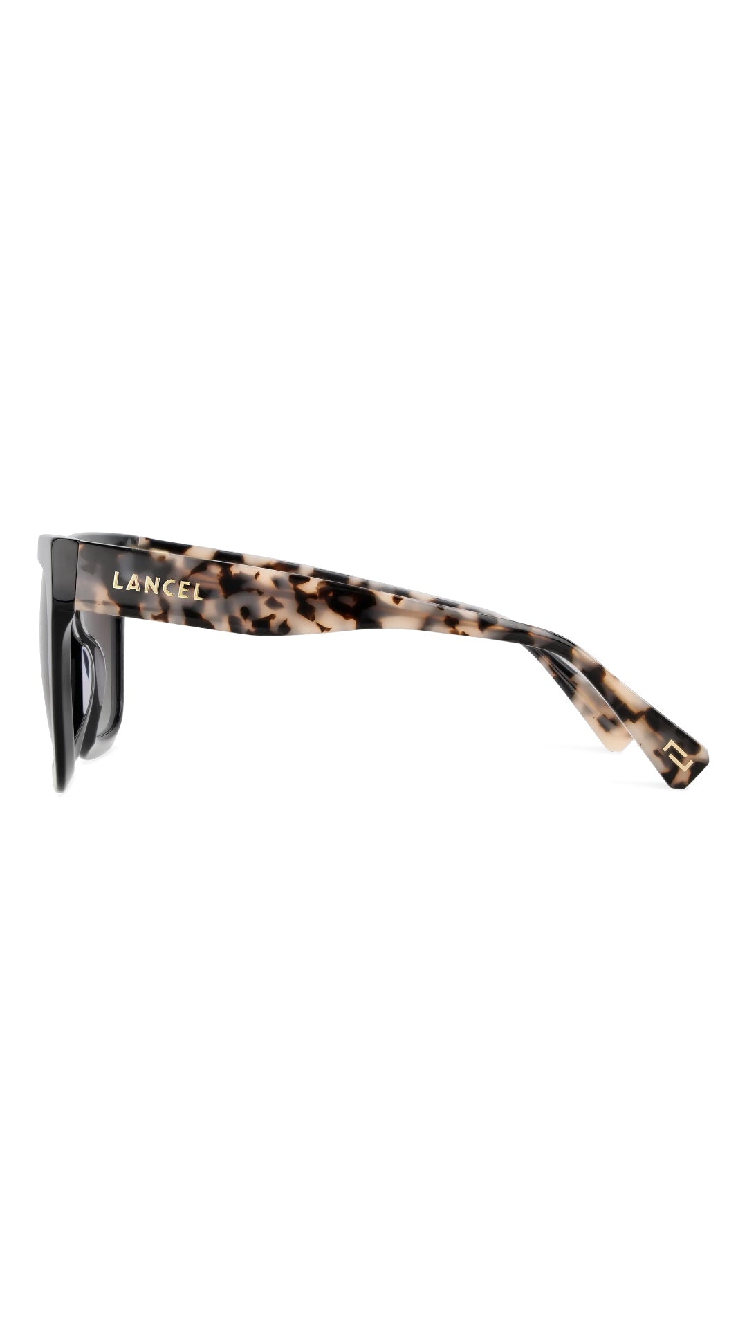 LANCEL LOUISON – Lunettes de soleil femme acétate noir branches écaille & verres gris dégradé