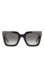 LANCEL LOUISON – Lunettes de soleil femme acétate noir branches écaille & verres gris dégradé