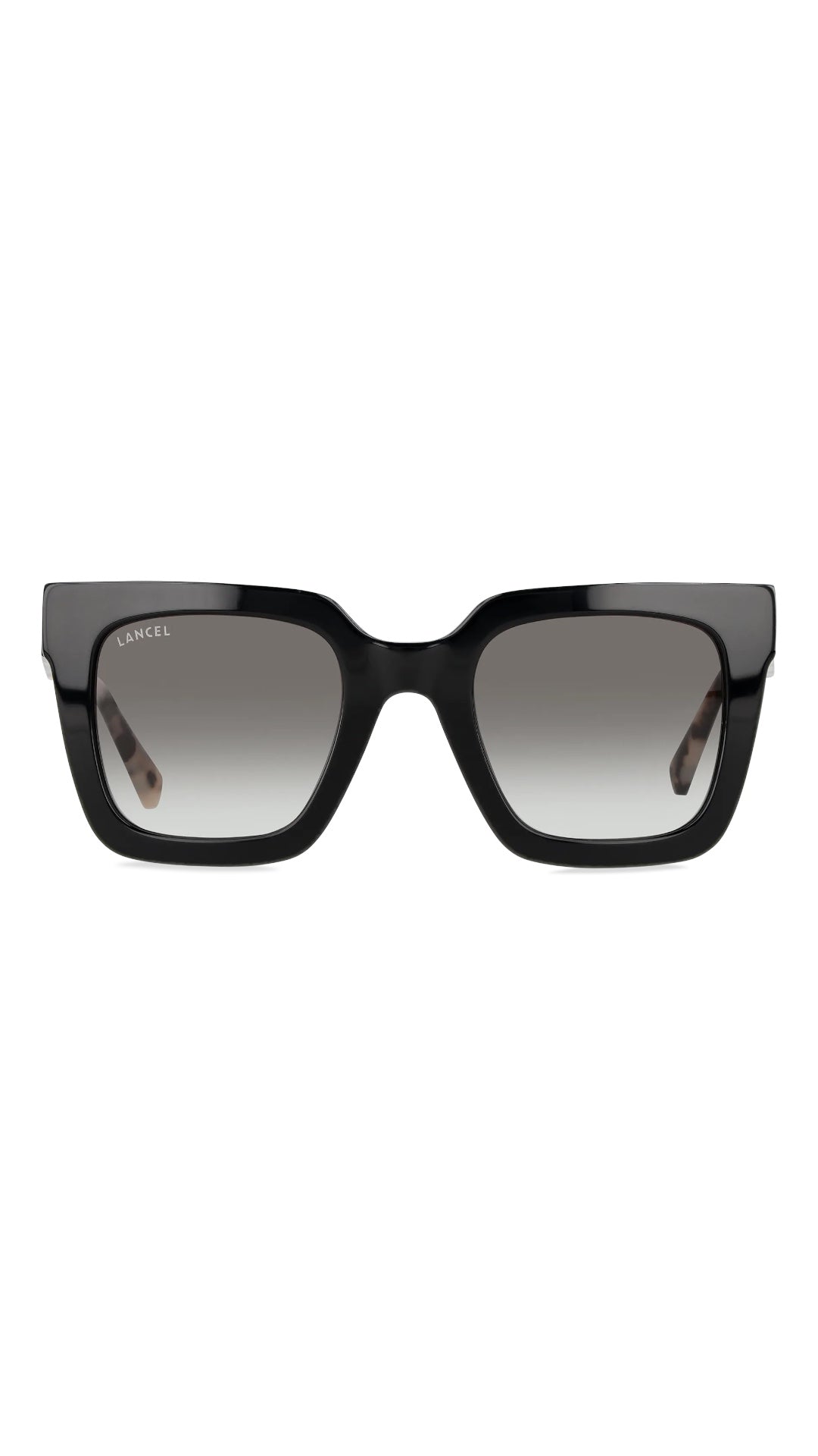 LANCEL LOUISON – Lunettes de soleil femme acétate noir branches écaille & verres gris dégradé