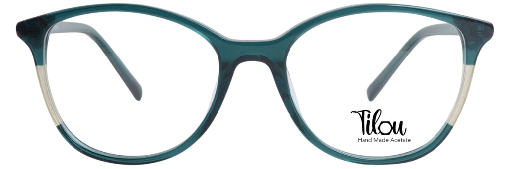 Lou – KA11 | Lunettes de vue enfant vert et blanc pailleté