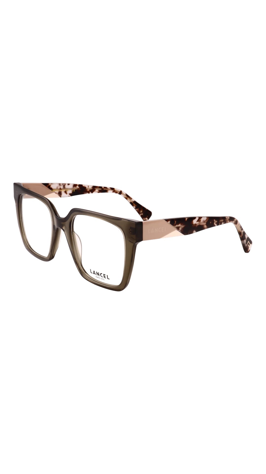 LANCEL – EMELINE | Lunettes de vue femme acétate cristal kaki et écaille