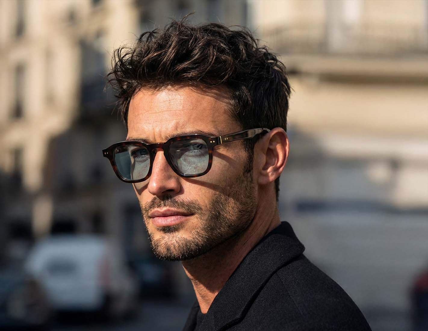 BALI River – Lunettes de soleil homme en acétate écaille verres bleu