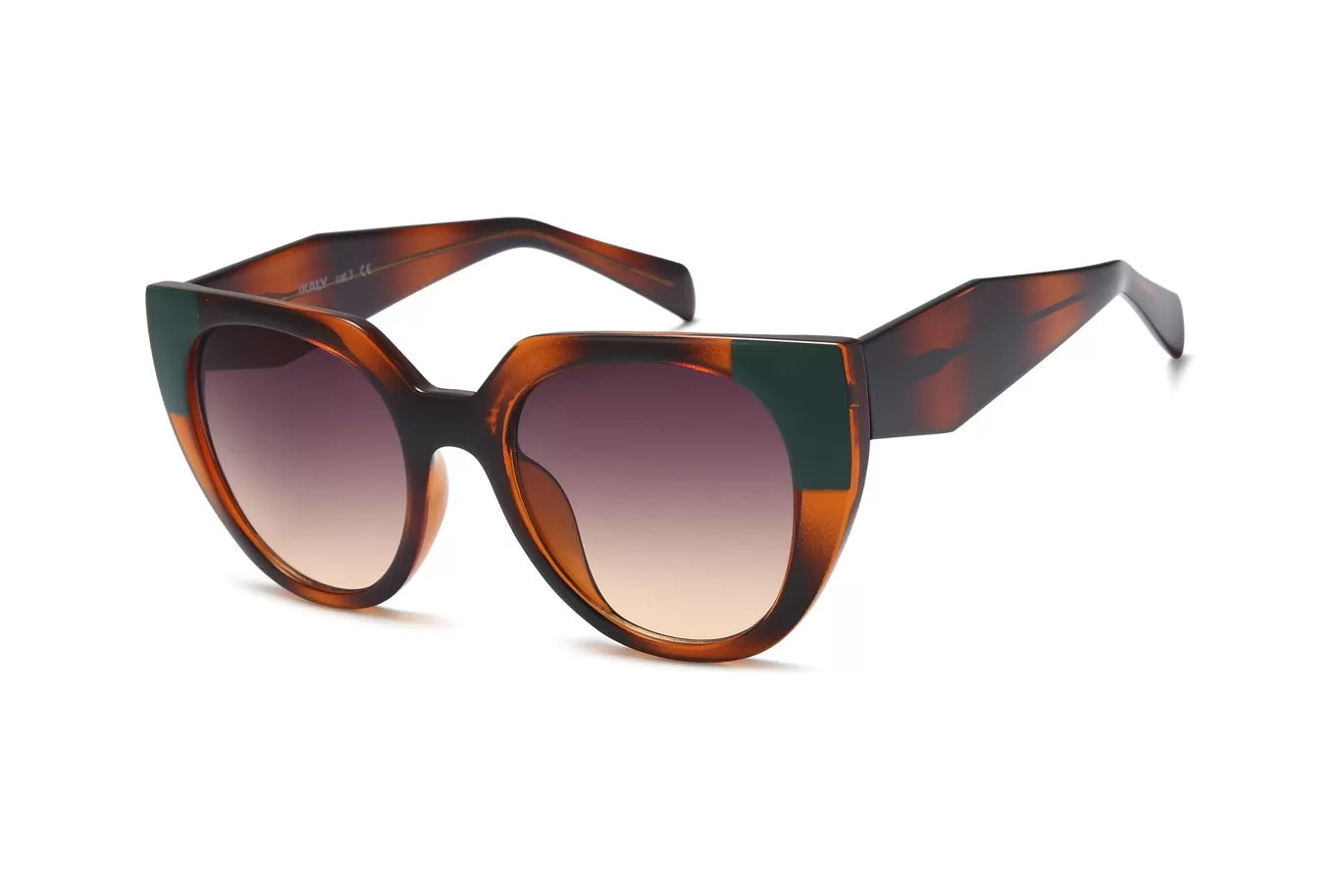 IKALY SP4276 – Lunettes de soleil femme acétate écaille/bleu & verres bruns