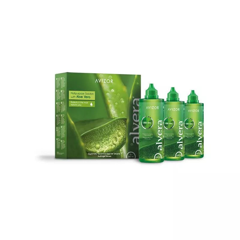 AVIZOR Alvera Tripack – 3x350 ml liquide lentilles + 3 étuis