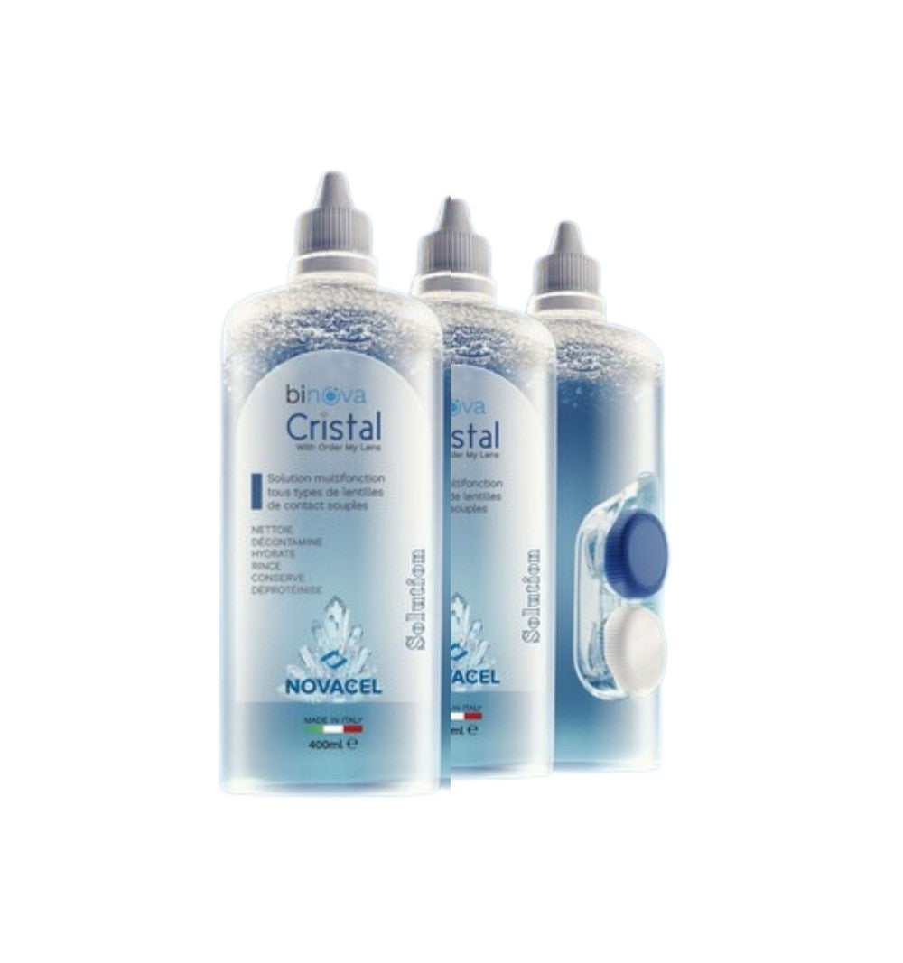 NOVACEL BINOVA CRISTAL | Solution lentilles 400 ml + étui